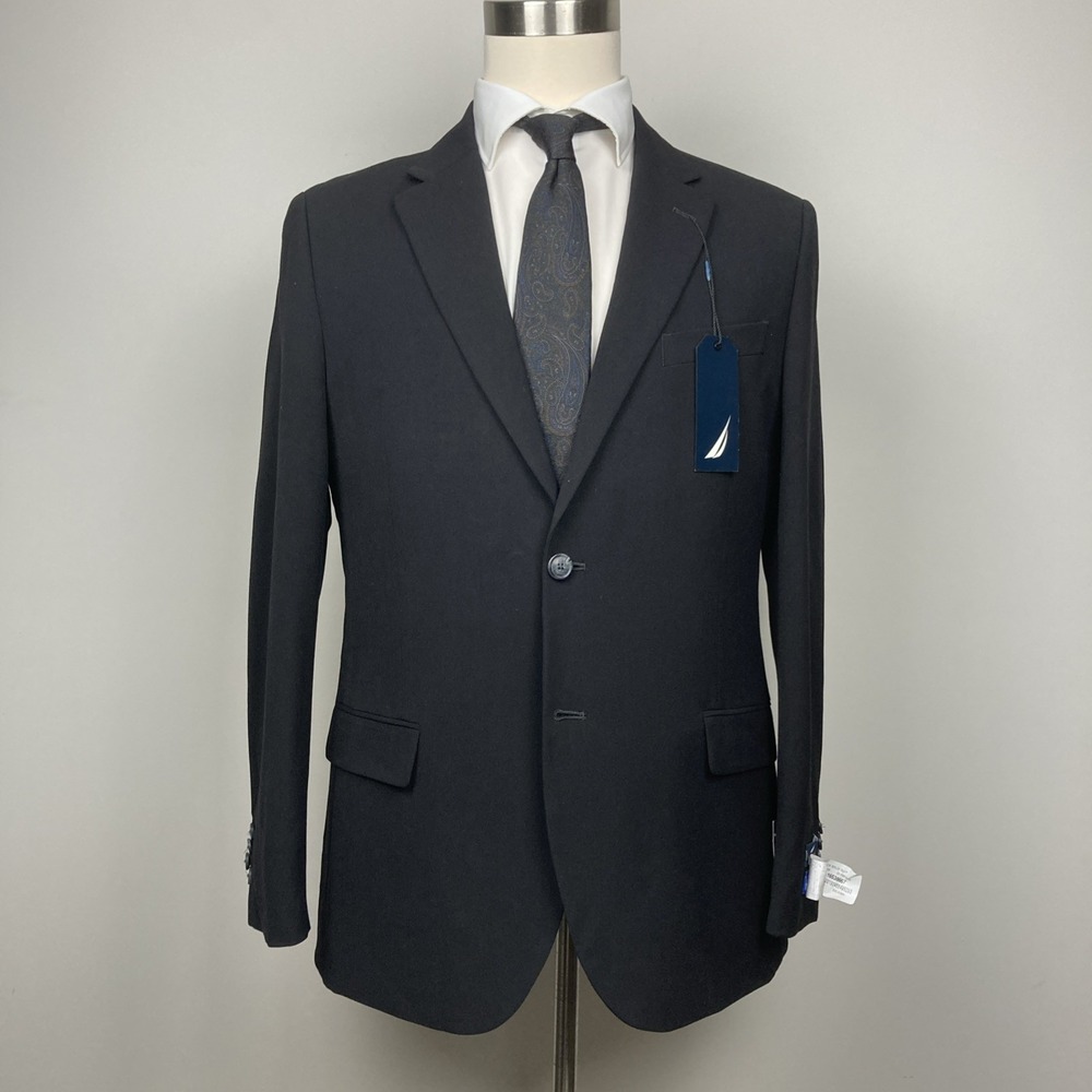 Nautica Men's Suit Blazer Jacket Size 40R Solid‎ Black E121871
